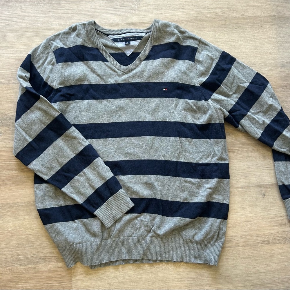 Tommy Hilfiger Striped V Neck Sweater